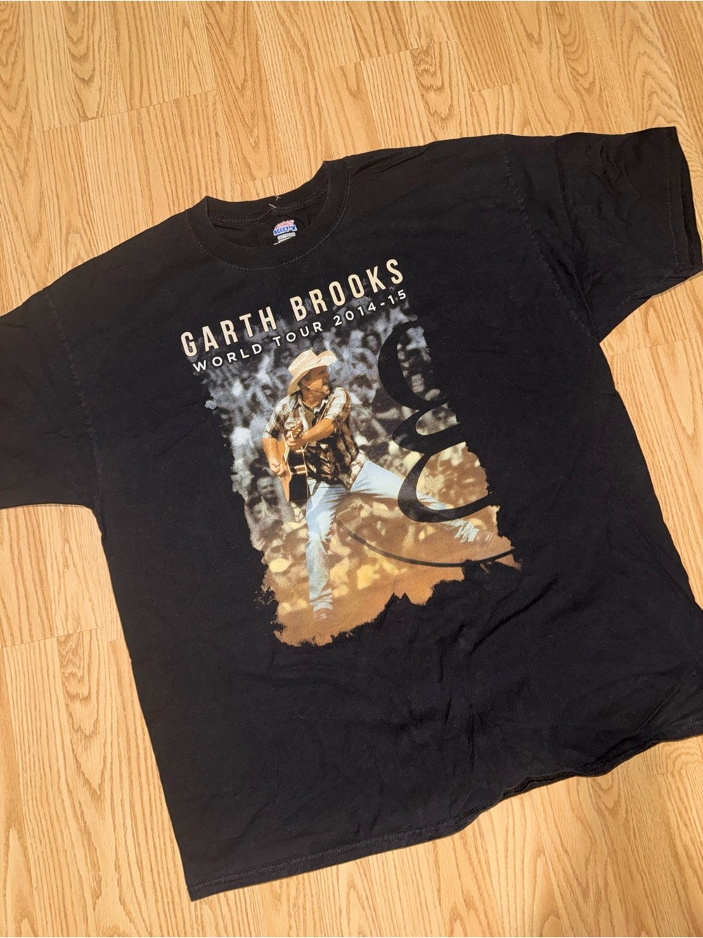 Garth Brooks World Tour 2014 2015 Concert T Shirt 2XL Black Hanes Beefy T